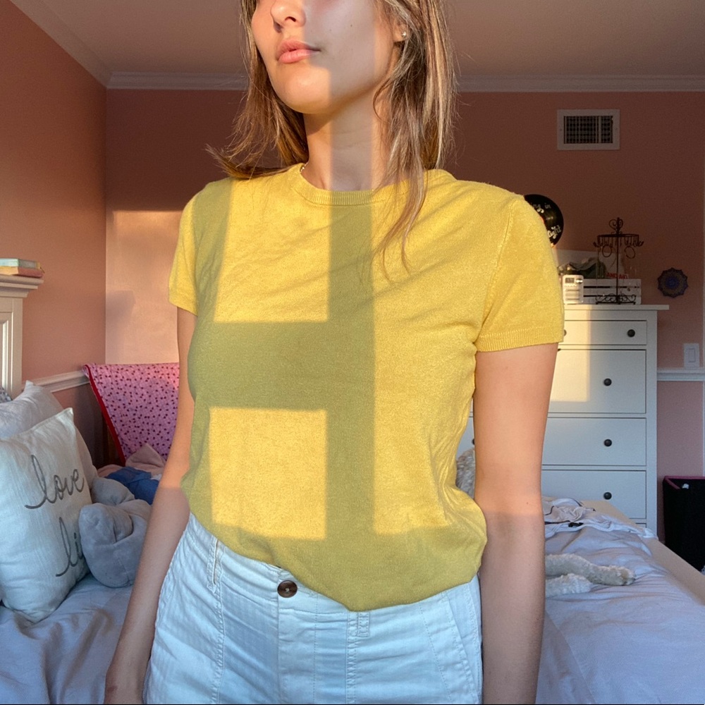 yellow knit top